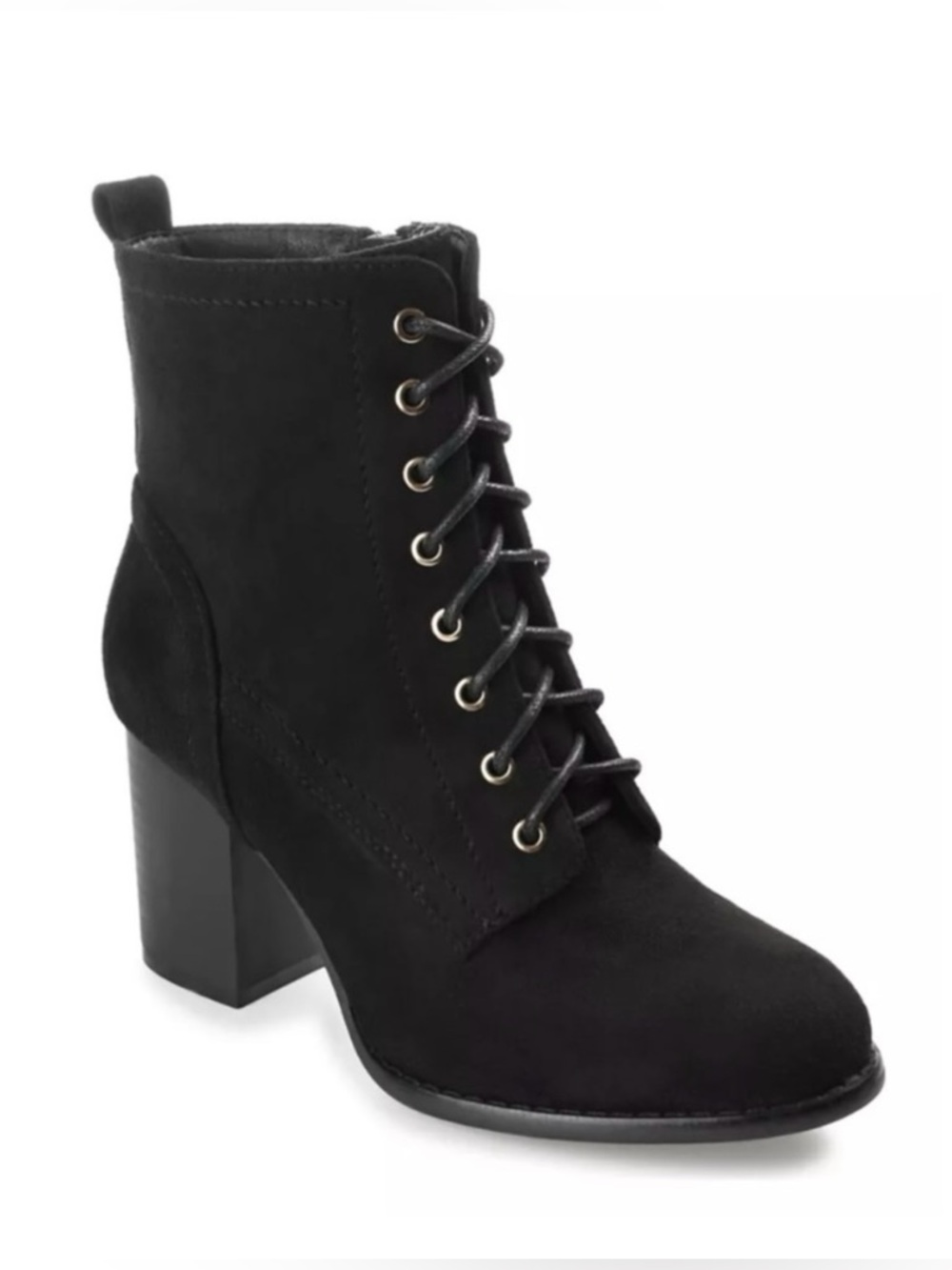 Journee Woman’s Baylor Black Lace-up Heel Boots Size 7.5 New